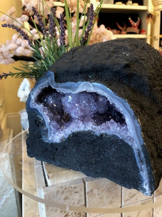 Amethyst Geode.  Amethyst Cave. Crystal Decor.
