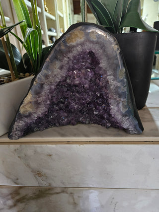 Amethyst Crystal Geode plants in background

CHIQUE Rock Shop 
