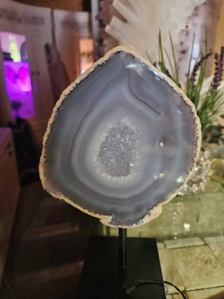 Blue Druzy Agate on Metal Stand

CHIQUE Rock Shop