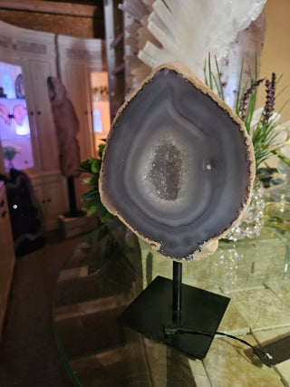 Blue Druzy Agate on Metal Stand

CHIQUE Rock Shop