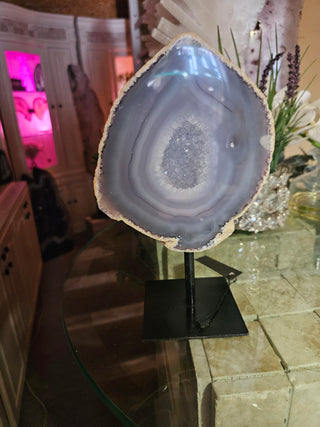 Blue Druzy Agate on Metal Stand

CHIQUE Rock Shop