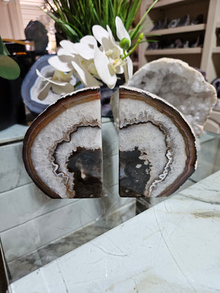 Brown and White Bookends, Agate Bookends ~37~