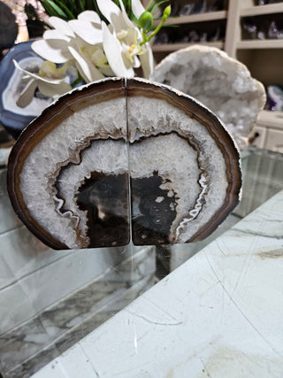 Brown and White Bookends, Agate Bookends ~37~
