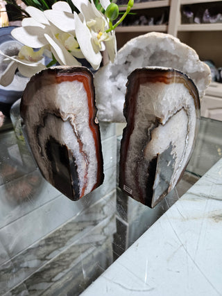 Brown and White Bookends, Agate Bookends ~37~