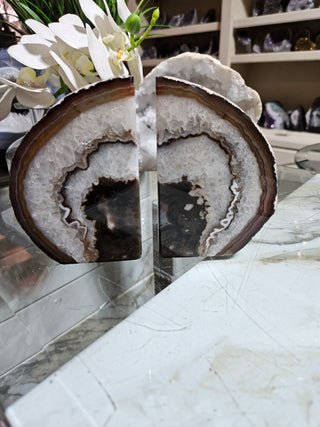 Brown and White Bookends, Agate Bookends ~37~