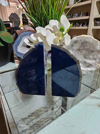 Dark Blue Agate Bookends.  

CHIQUE Rock Shop