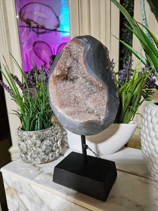 PINK AMETHYST on WOODEN STAND