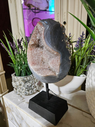 PINK AMETHYST on WOODEN STAND