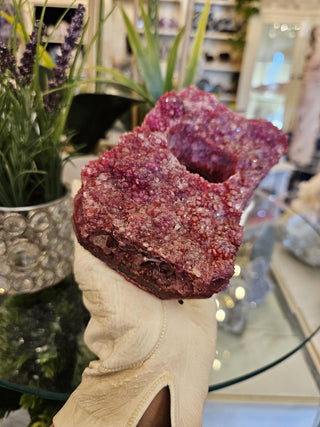 Beautiful Red Velvet Candle, Amethyst Candle, Healing Crystal, Home Decor, Gift (168)
