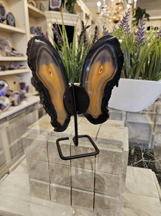 Butterfly Agate, Orange Agate, on Metal Stand, Healing Crystal, Home Decor, Gift  (91)