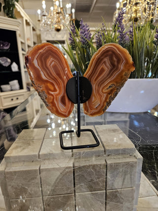 Butterfly Agate, Orange Agate, on Metal Stand, Healing Crystal, Home Decor, Gift  (96)