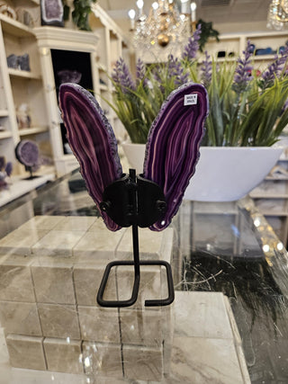 Purple Butterfly, Agate Butterfly, Agate Slice, on Metal Stand, Healing Crystal, Home Decor, Gift  (102)