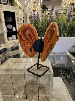 Butterfly Agate, Orange Agate, on Metal Stand, Healing Crystal, Home Decor, Gift  (96)