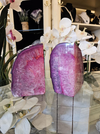 Pink Bookends, Agate Bookends, Crystal Bookends, Healing Crystal, Home Decor, Gift (149)