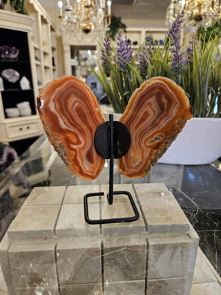 Butterfly Agate, Orange Agate, on Metal Stand, Healing Crystal, Home Decor, Gift  (96)