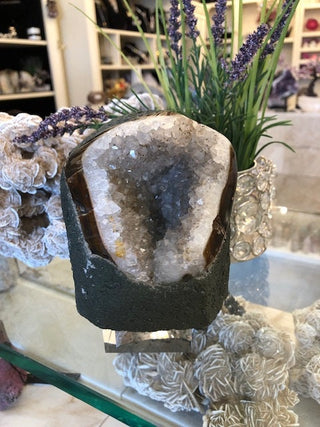 Druzy Agate, Druzy Geode, Tan, White, Brown, Healing Crystal, Home Decor, Gift (005)