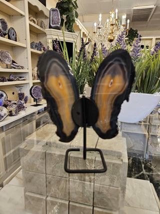 Butterfly Agate, Orange Agate, on Metal Stand, Healing Crystal, Home Decor, Gift  (91)