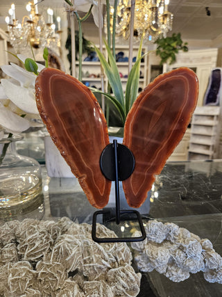 Butterfly Agate, Orange Agate, on Metal Stand, Healing Crystal, Home Decor, Gift (68)