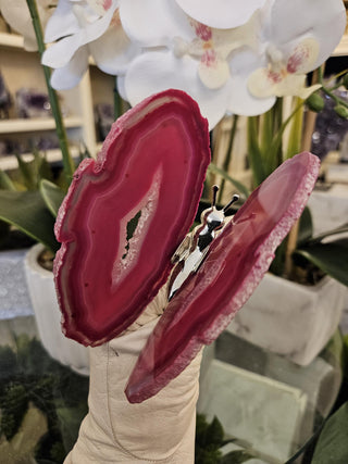 Agate Butterfly, Pink, Gray, Butterfly, Healing Crystal, Home Decor, Gift (37)