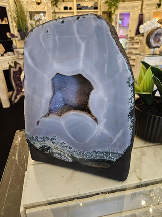 Druzy Agate, Blue Gray Geode, Sparkly Geode, Healing Crystal, Home Decor, Gift (61a)