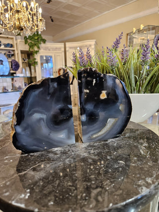 YES - Blue Bookends, Agate Bookends, Crystal Bookends, Healing Crystal, Home Decor, Gift (171)