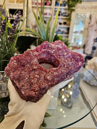 Beautiful Red Velvet Candle, Amethyst Candle, Healing Crystal, Home Decor, Gift (168)