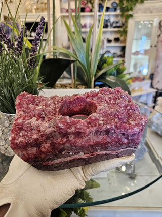 Beautiful Red Velvet Candle, Amethyst Candle, Healing Crystal, Home Decor, Gift (168)