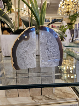 White Bookends, White Agate, Agate Bookends, White Crystal, Healing Crystal, Home Decor, Gift (144)
