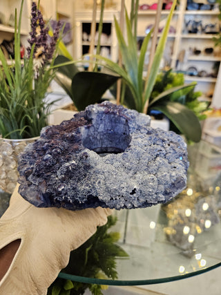 Blue Amethyst Candle Holder, Amethyst Cluster, Healing Crystal,  Home Decor, Gift (166)
