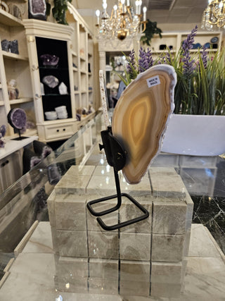 Butterfly Agate, Beige, on Metal Stand, Healing Crystal, Home Decor, Gift (94)