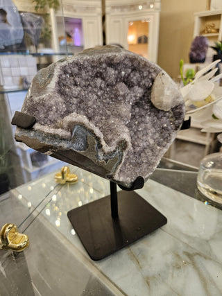 Amethyst, Amethyst Quartz, on Metal Stand, Healing Crystal, Home Decor, Gift (65)