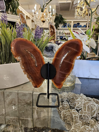 Butterfly Agate, Orange Agate, on Metal Stand, Healing Crystal, Home Decor, Gift (71)