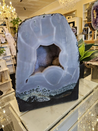 Druzy Agate, Blue Gray Geode, Sparkly Geode, Healing Crystal, Home Decor, Gift (61a)