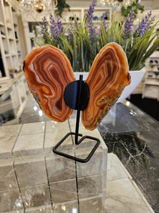 Butterfly Agate, Orange Agate, on Metal Stand, Healing Crystal, Home Decor, Gift  (96)