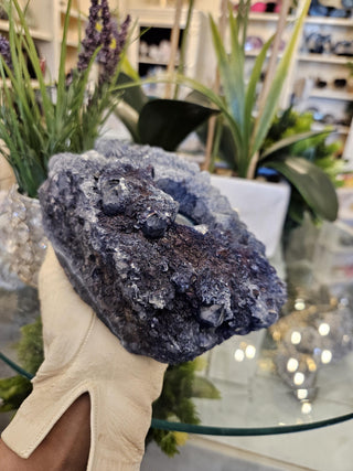 Blue Amethyst Candle Holder, Amethyst Cluster, Healing Crystal,  Home Decor, Gift (166)