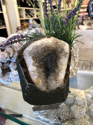 Druzy Agate, Druzy Geode, Tan, White, Brown, Healing Crystal, Home Decor, Gift (005)
