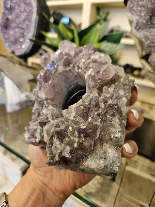 Candle Holder, Amethyst, Amethyst Cluster, Healing Crystal,  Home Decor, Gift (87a)