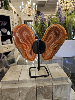 Butterfly Agate, Orange Agate, on Metal Stand, Healing Crystal, Home Decor, Gift  (96)