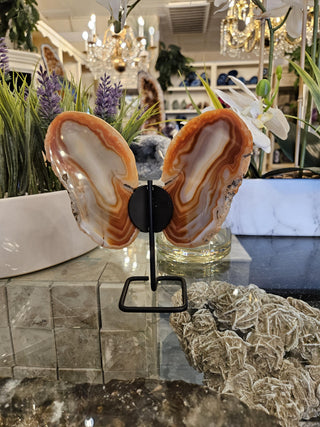 Butterfly Agate, Orange Agate, on Metal Stand, Healing Crystal, Home Decor, Gift (67)