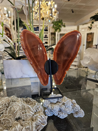 Butterfly Agate, Orange Agate, on Metal Stand, Healing Crystal, Home Decor, Gift (68)