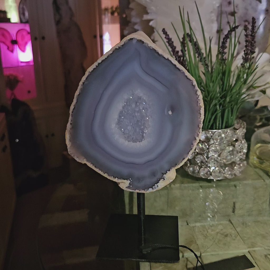 Blue Druzy Agate on Metal Stand

CHIQUE Rock Shop
